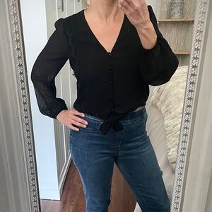 New WAYF Black Blouse Top
